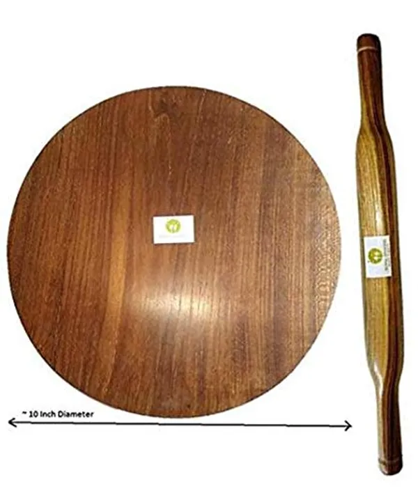 Wooden_Rolling_Board_10_Inch_Diameter_Teak_Wood_Chakla_And_Rolling_Pin_Teak_Wood_14_Inch_Long_Best_Quality_Set_Of_Roti_Kitchen_Tools