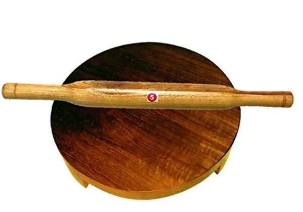 Set_Of_2Pc_Wooden_Rolling_Board_&_Roller,_Teak_Wood,_Chakla_Belan,_Polpat_Belan,_Chapati_Maker