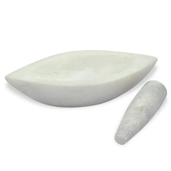 White_Royal_Ship_Shape_Marble_Mortar_And_Pestle_Spice_Mixer_Set_For_Kitchen