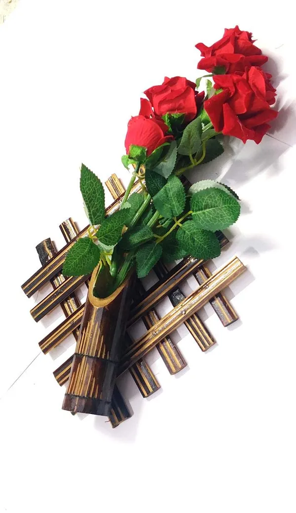 Set_of_2_Piece_Handmade_Bamboo_And_Red_Rose_Wall_Hanging_Flower_Vases_(Small,_Yellow)_-_Bamboo,_Bamboo,_Bamboo,Plastic