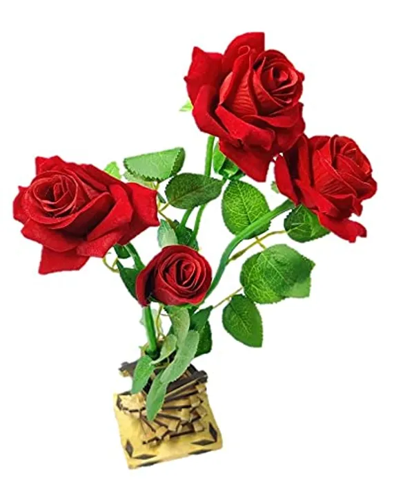 Set_of_2_Handmade_Bamboo_And_Red_Rose_Wall/Table_Flower_Vases_For_Table_-_2_Piece_Set_(Vase+Rose_X_2_Set)