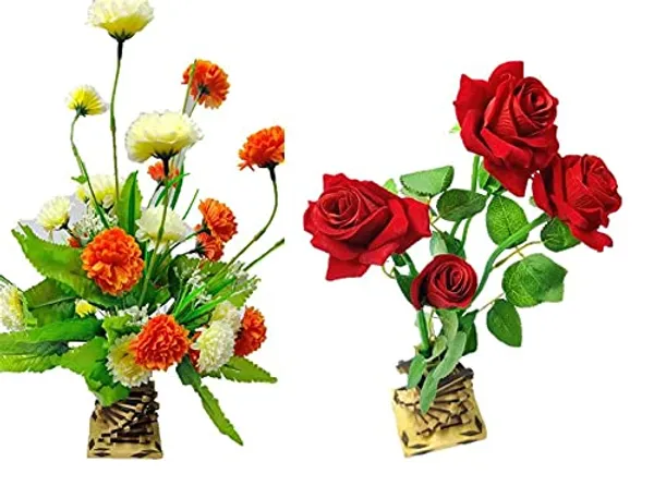 Set_of_2_Handmade_Bamboo_And_Red_Rose_Wall/Table_Flower_Vases_For_Table_-_2_Piece_Set_(Vase+Rose+Flower_-_2_Set)