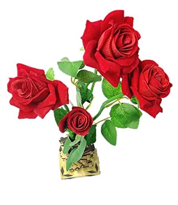 Set_of_2_Handmade_Bamboo_And_Red_Rose_Wall/Table_Flower_Vases_For_Table_-_2_Piece_Set_(Vase+Rose+Flower_-_2_Set)
