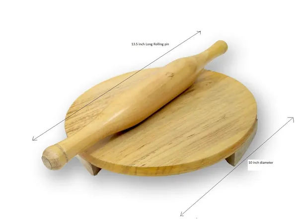 Simran_Handicrafts_Mango_Royal_Wooden_Round_Polpat-Roti_Roller/Chakla-Belan/Rolling_Pin_Set_(Yellow,_10_And_9_Inch)