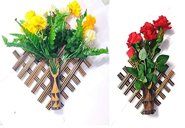 Yellow_&_Brown_Royals_Handmade_Bamboo_Wall_Hanging_Vases_With_Multicolour_Flower_(30_Cm_X_5_Cm_X_30_Cm)_Bamboo