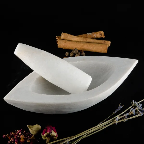 White_Royal_Ship_Shape_Marble_Mortar_And_Pestle_Spice_Mixer_Set_For_Kitchen