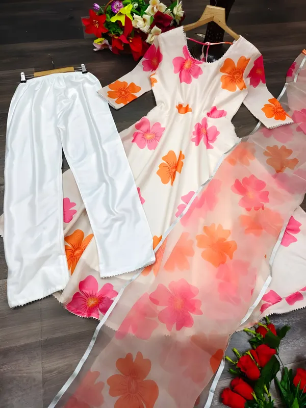 Wight_Georgette_Floral_Printed_Kurta_Pant__With_Duppata