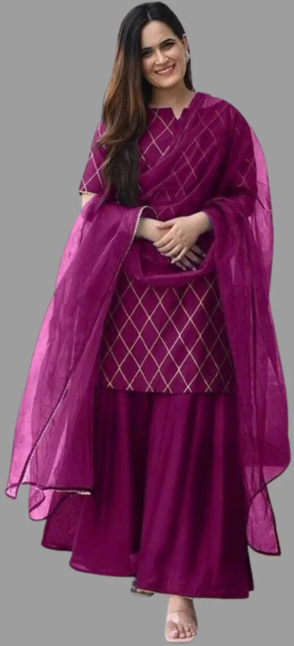 Purple_Rayon_Blend_Flared_Gown__With_Duppata