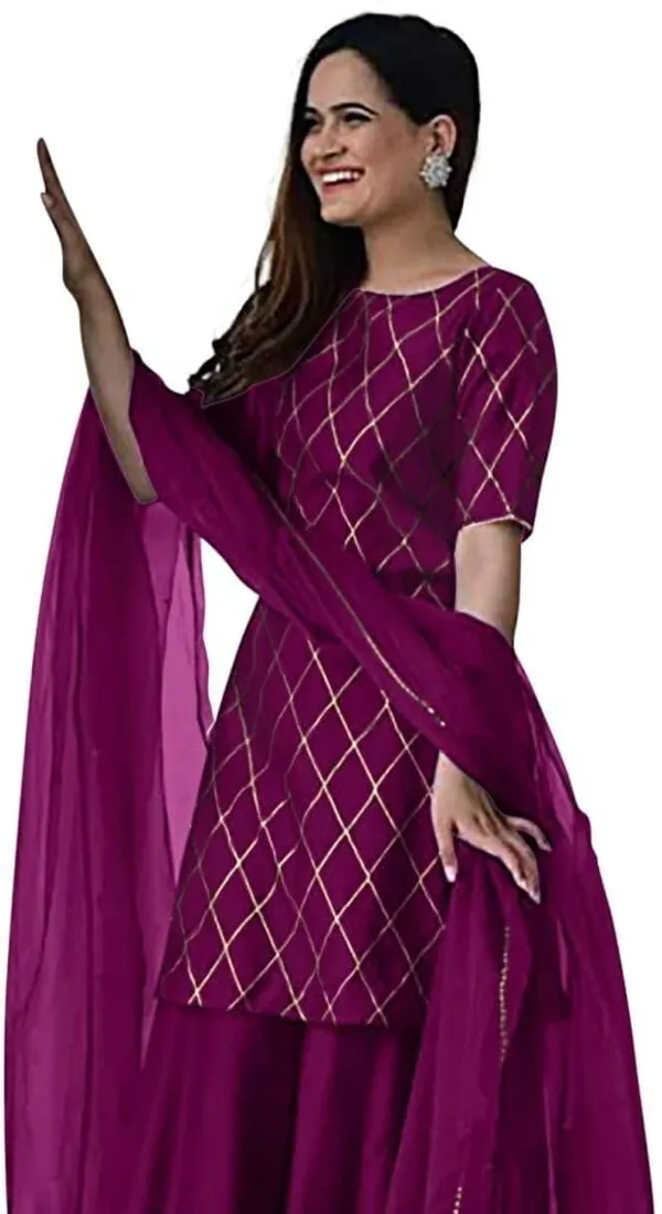 Purple_Rayon_Blend_Flared_Gown__With_Duppata