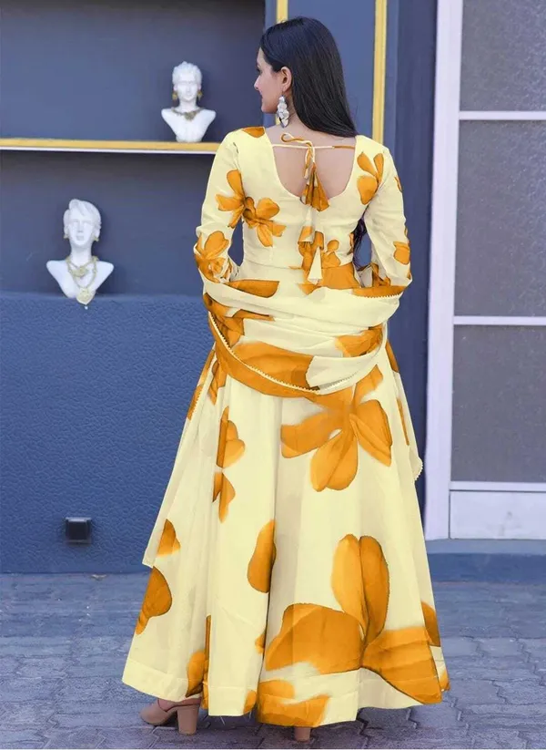 Yellow_Georgette_Floral_Printed_Anarkali_Gown__With_Duppata