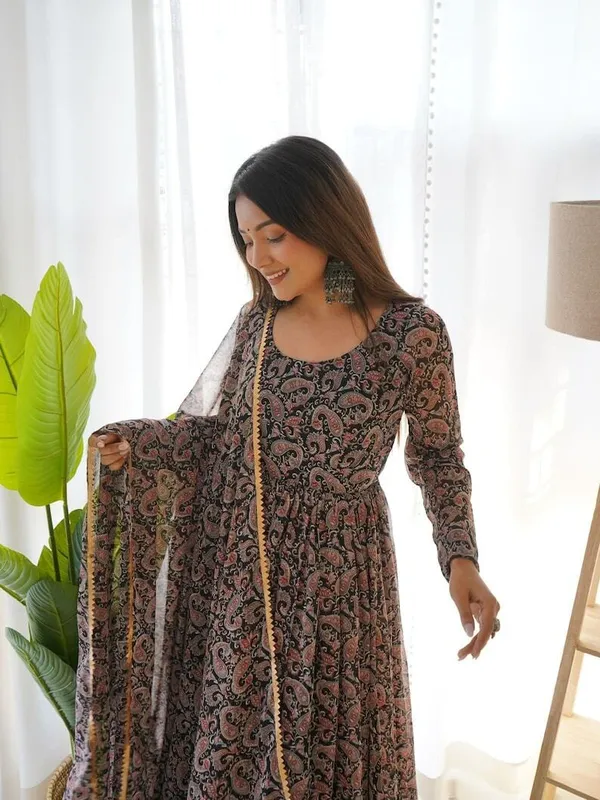 Black_Georgette_Floral_Printed_Anarkali_Gown__With_Duppata