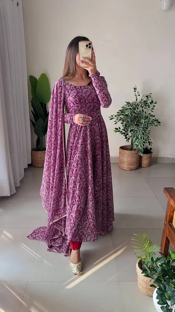 Purple_Georgette_Floral_Printed_Anarkali_Gown__With_Duppata