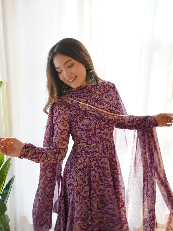 Purple_Georgette_Floral_Printed_Anarkali_Gown__With_Duppata