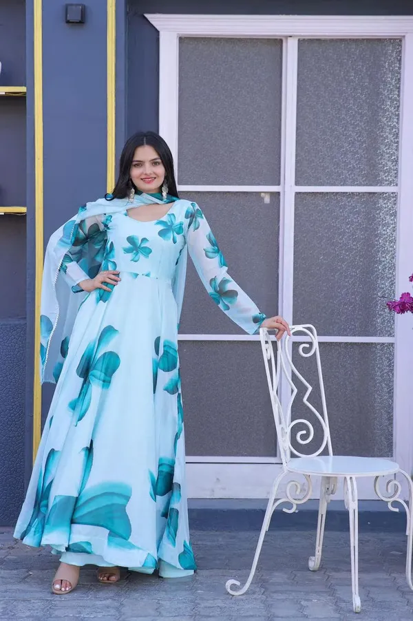 Sky_Blue_Georgette_Floral_Printed_Anarkali_Gown__With_Duppata