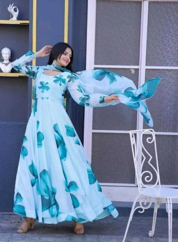 Sky_Blue_Georgette_Floral_Printed_Anarkali_Gown__With_Duppata