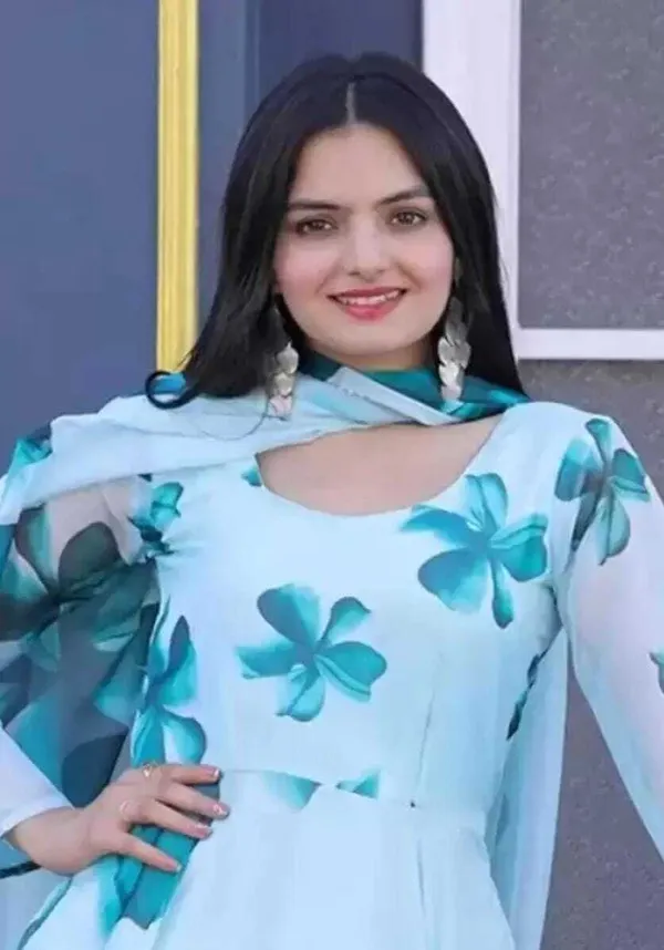 Sky_Blue_Georgette_Floral_Printed_Anarkali_Gown__With_Duppata
