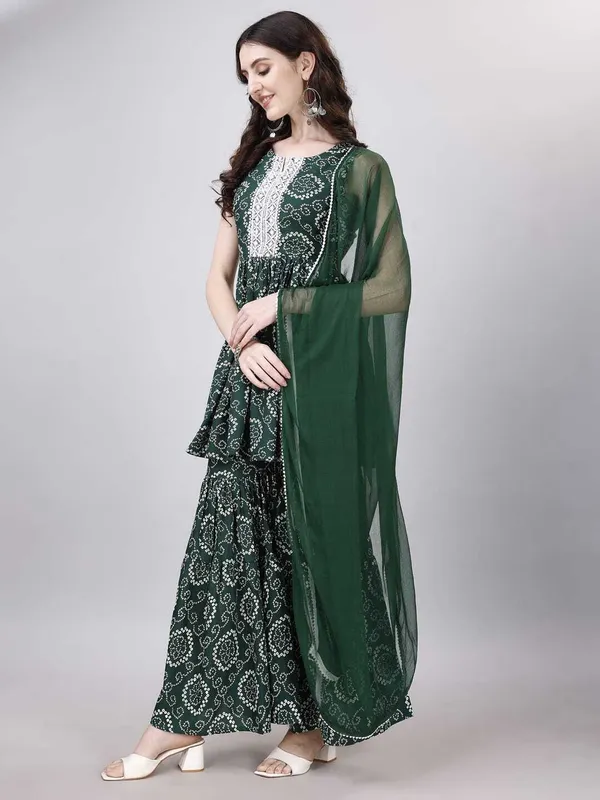 Green_Cotton_Rayon_Kurta__Sharara__Dupatta_Set___With_Duppata