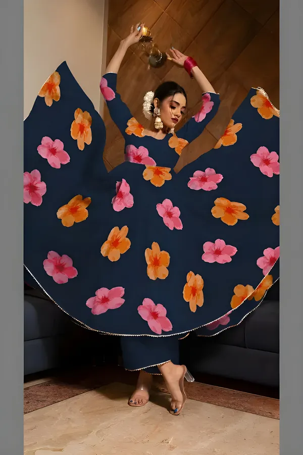 Eshanay_fashion_Nevy_Blue_Georgette_Floral_Printed_Kurta_Pant__With_Duppata_set