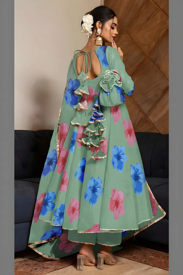 Eshanay_fashion_Pista_Georgette_Floral_Printed_Kurta_Pant__With_Duppata_set