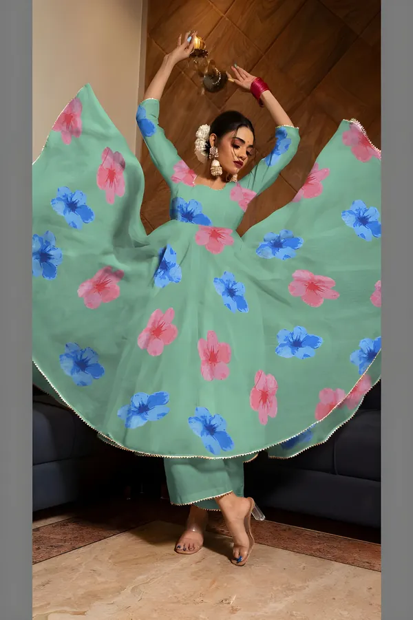 Eshanay_fashion_Pista_Georgette_Floral_Printed_Kurta_Pant__With_Duppata_set