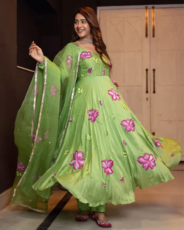 New_Exclusive_Ready-Made_Georgette_Skin_Print_Gown_Two_Piece_For_Women_Gown_+_Orna_)