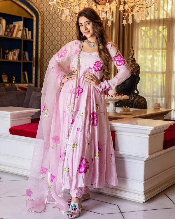 New_Exclusive_Ready-Made_Georgette_Skin_Print_Gown_Two_Piece_For_Women_Gown_+_Orna_)
