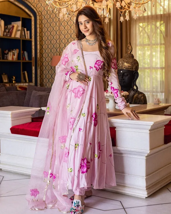 New_Exclusive_Ready-Made_Georgette_Skin_Print_Gown_Two_Piece_For_Women_Gown_+_Orna_)