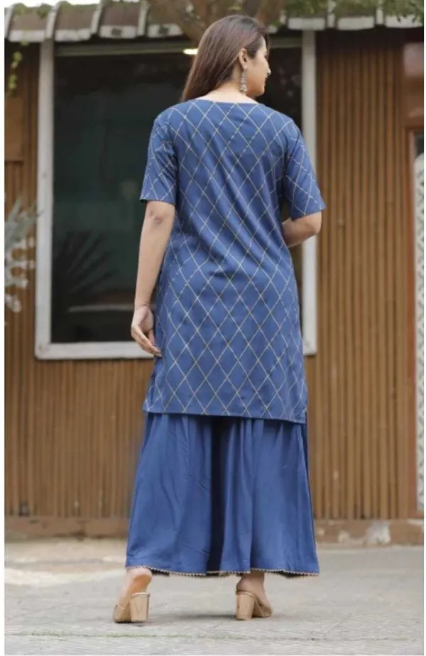 Blue_Rayon_Blend_Flared_Gown__With_Duppata
