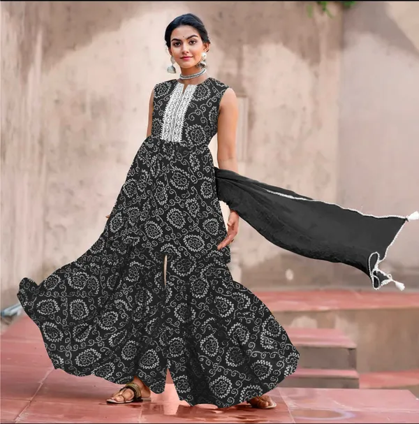 Black_Cotton_Rayon_Kurta__Sharara__Dupatta_Set___With_Duppata