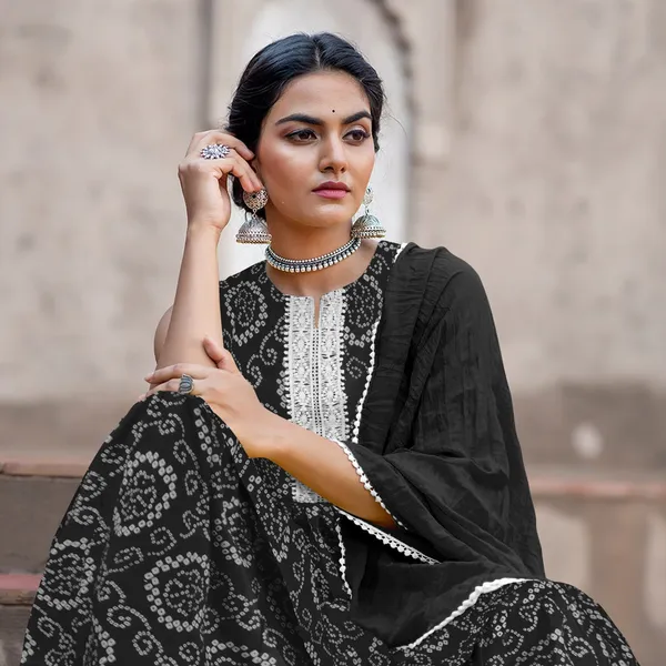 Black_Cotton_Rayon_Kurta__Sharara__Dupatta_Set___With_Duppata