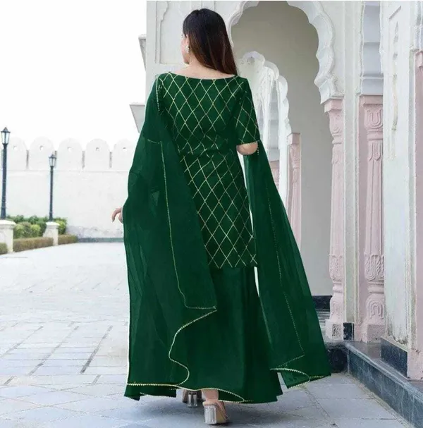 Green_Rayon_Blend_Flared_A-Line_Gown__With_Duppata