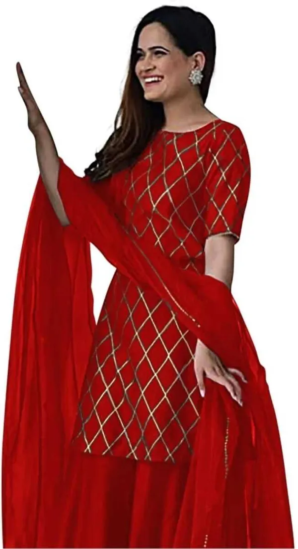 Red_Rayon_Blend_Flared_Gown__With_Duppata