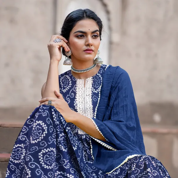 Blue_Cotton_Rayon_Kurta__Sharara__Dupatta_Set___With_Duppata