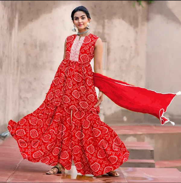 Red_Cotton_Rayon_Kurta__Sharara__Dupatta_Set___With_Duppata