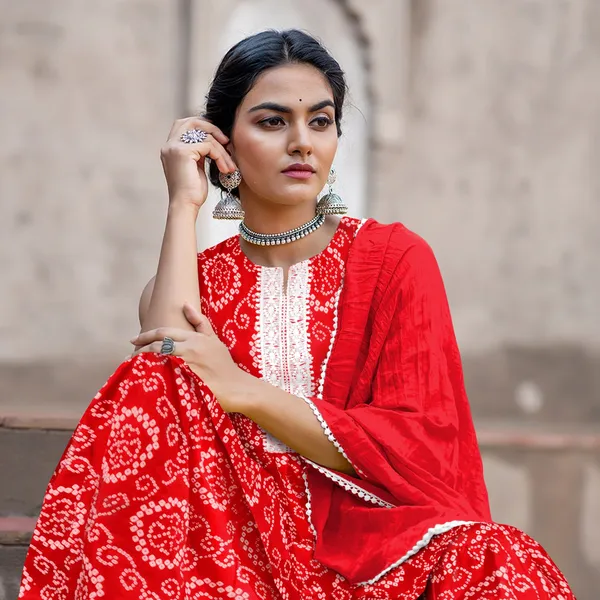Red_Cotton_Rayon_Kurta__Sharara__Dupatta_Set___With_Duppata