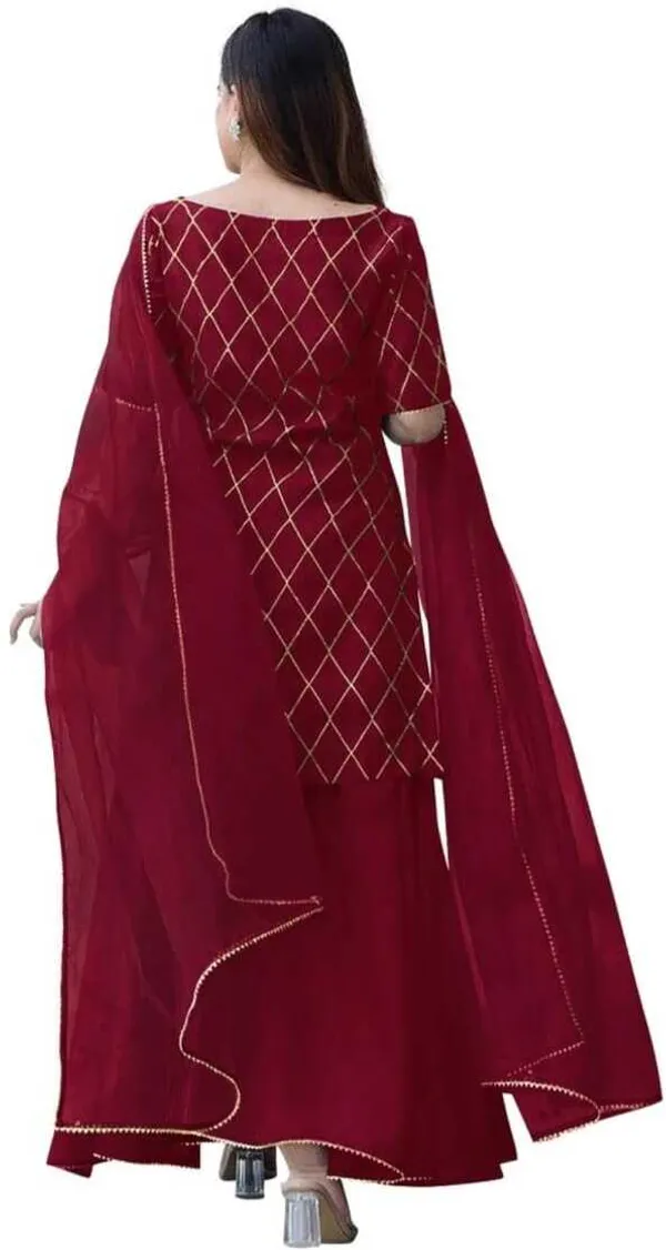 Maroon_Rayon_Blend_Flared_Gown__With_Duppata