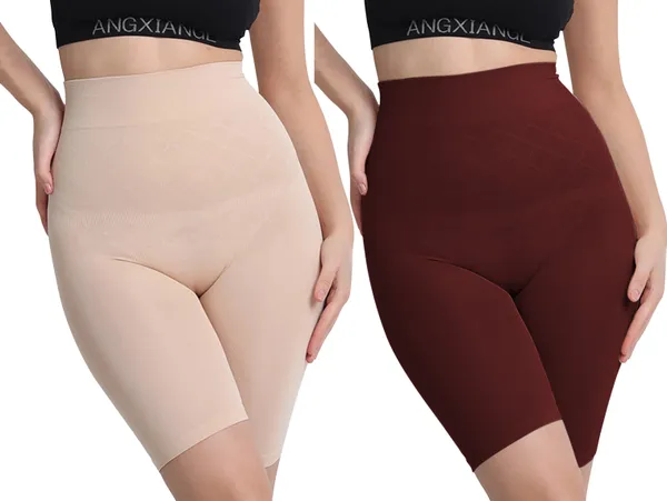 Beige&Maroon_Nylon_Shaper_Brief_For_Women_Pack_of_2