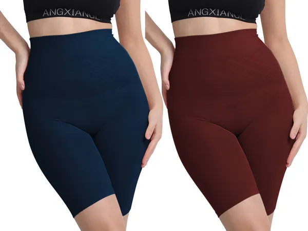 Blue&Maroon_Nylon_Tummy_&_Thigh_Shaper_For_Women_Pack_of_2
