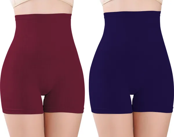 Blue&Maroon_Nylon_Shaper_Brief_For_Women_Pack_of_2