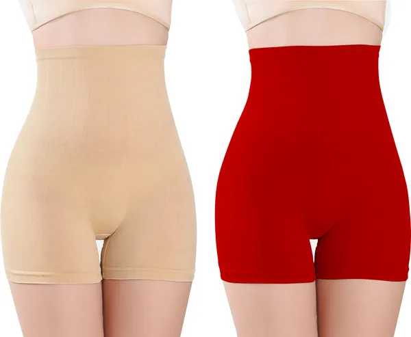 Beige&Red_Nylon_Shaper_Brief_For_Women_Pack_of_2