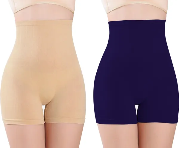 Beige&Blue_Nylon_Shaper_Brief_For_Women_Pack_of_2