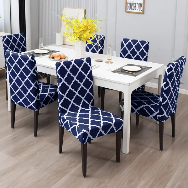 Gifts Island Navy Blue Pack of 6 Flexible Chair Cover Polyester Blend Stretchable Premium Chair Covers Price in India Buy Gifts Island Navy Blue