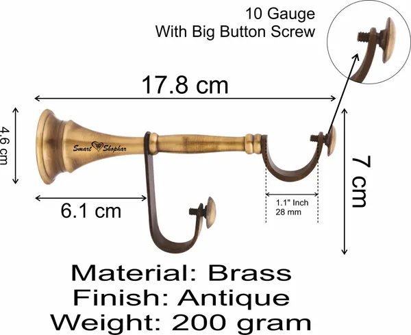 (Pack_of_2)_Curtain_Support_Round_Double_Pole_Brass_Antique