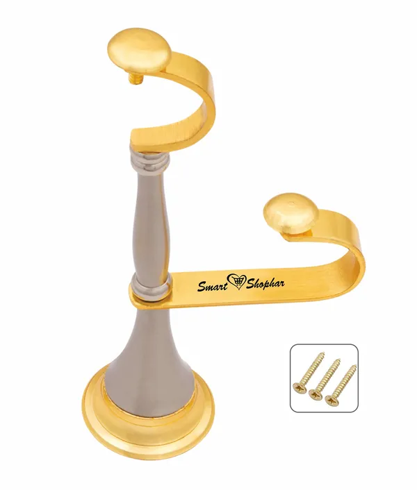 (Pack_of_2)_Curtain_Support_Round_Double_Pole_Brass_Gold_Silver