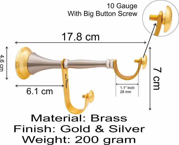 (Pack_of_2)_Curtain_Support_Round_Double_Pole_Brass_Gold_Silver