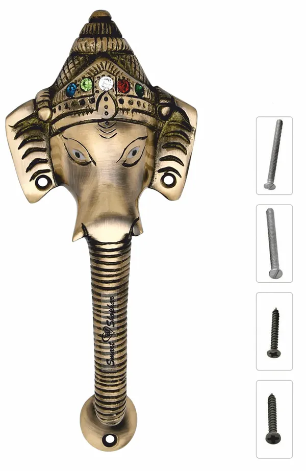 (Pack_of_2)_Pull_Handle_Ganesha_Avighna_Brass_Antique