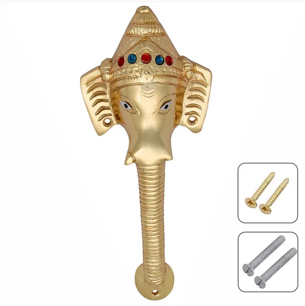 (Pack_of_2)_Pull_Handle_Ganesha_Avighna_Brass_Gold