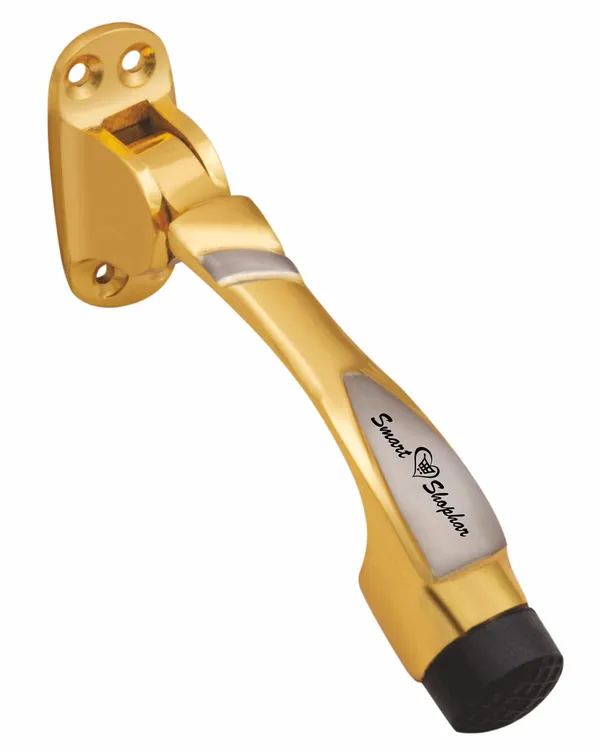 (_Pack_of_4_)_Brass_Boxy_Door_Stopper_5_Inches,_Gold_Silver,_Pack_of_4_/_Door_Mounted_Rubber_Tip_Bottom_for_Home,_Office,_Bathroom/Slip-Resistant_for_Tiles,_Carpet,_Wood_or_Laminated_Floors