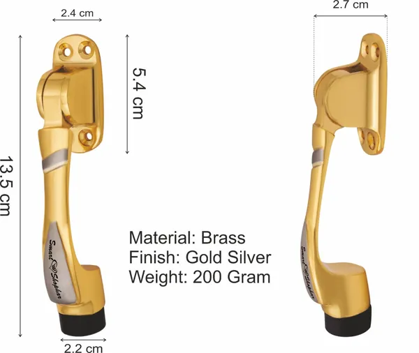 (_Pack_of_4_)_Brass_Boxy_Door_Stopper_5_Inches,_Gold_Silver,_Pack_of_4_/_Door_Mounted_Rubber_Tip_Bottom_for_Home,_Office,_Bathroom/Slip-Resistant_for_Tiles,_Carpet,_Wood_or_Laminated_Floors
