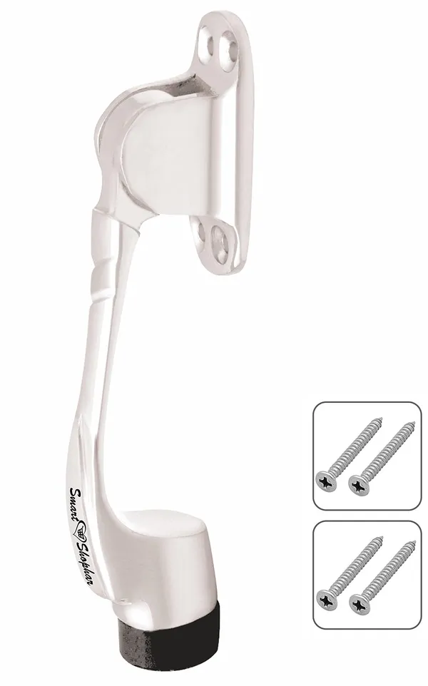 (_Pack_of_2_)_Brass_Boxy_Door_Stopper_5_Inches,_Nickel_Silver,_Pack_of_2_with_Screws/Designer_Foot_Door_Stopper_with_Rubber_Tip_Bottom/Home,_Office,_Bathroom/Slip-Resistant/All_Type_Doors
